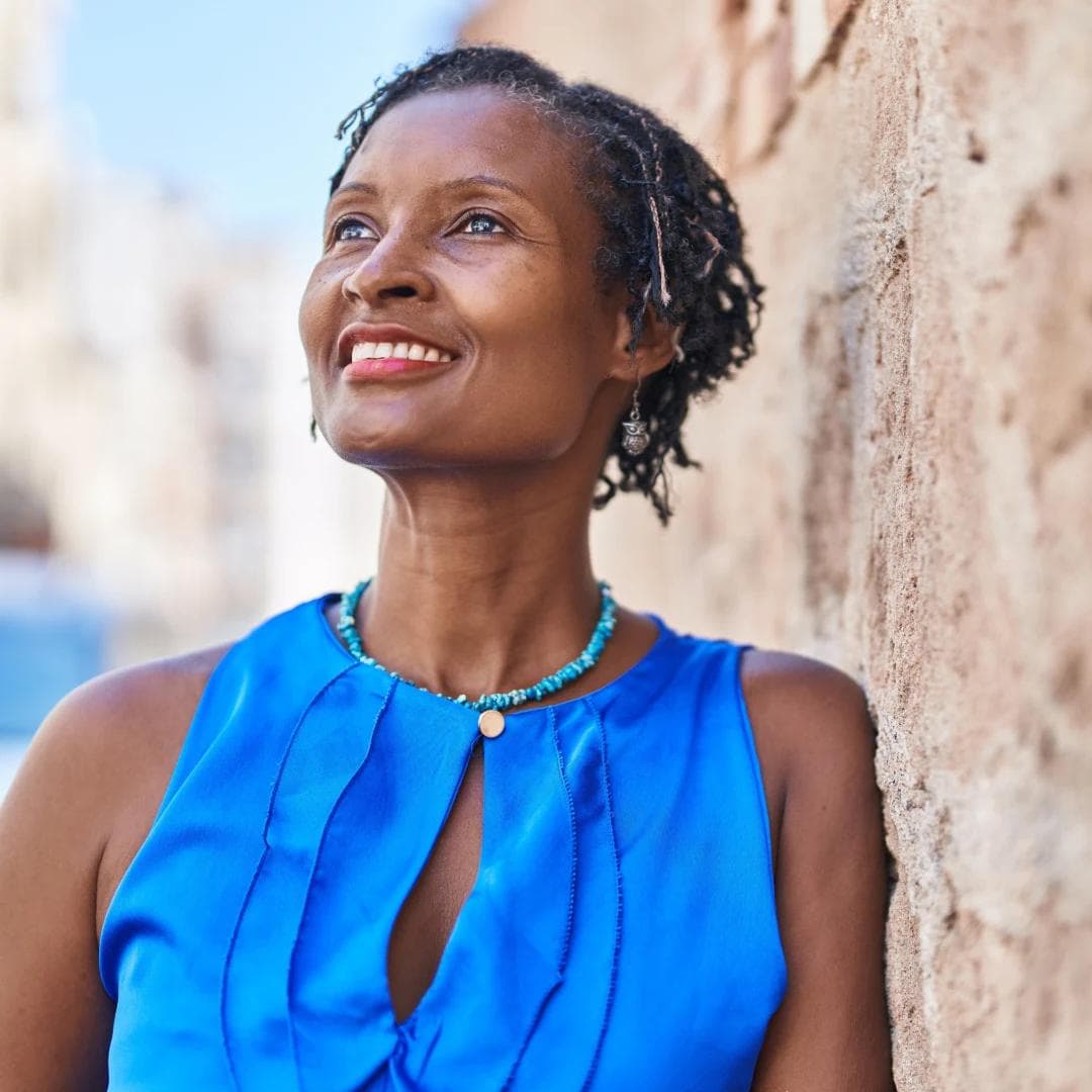 Confident relaxed midlife woman